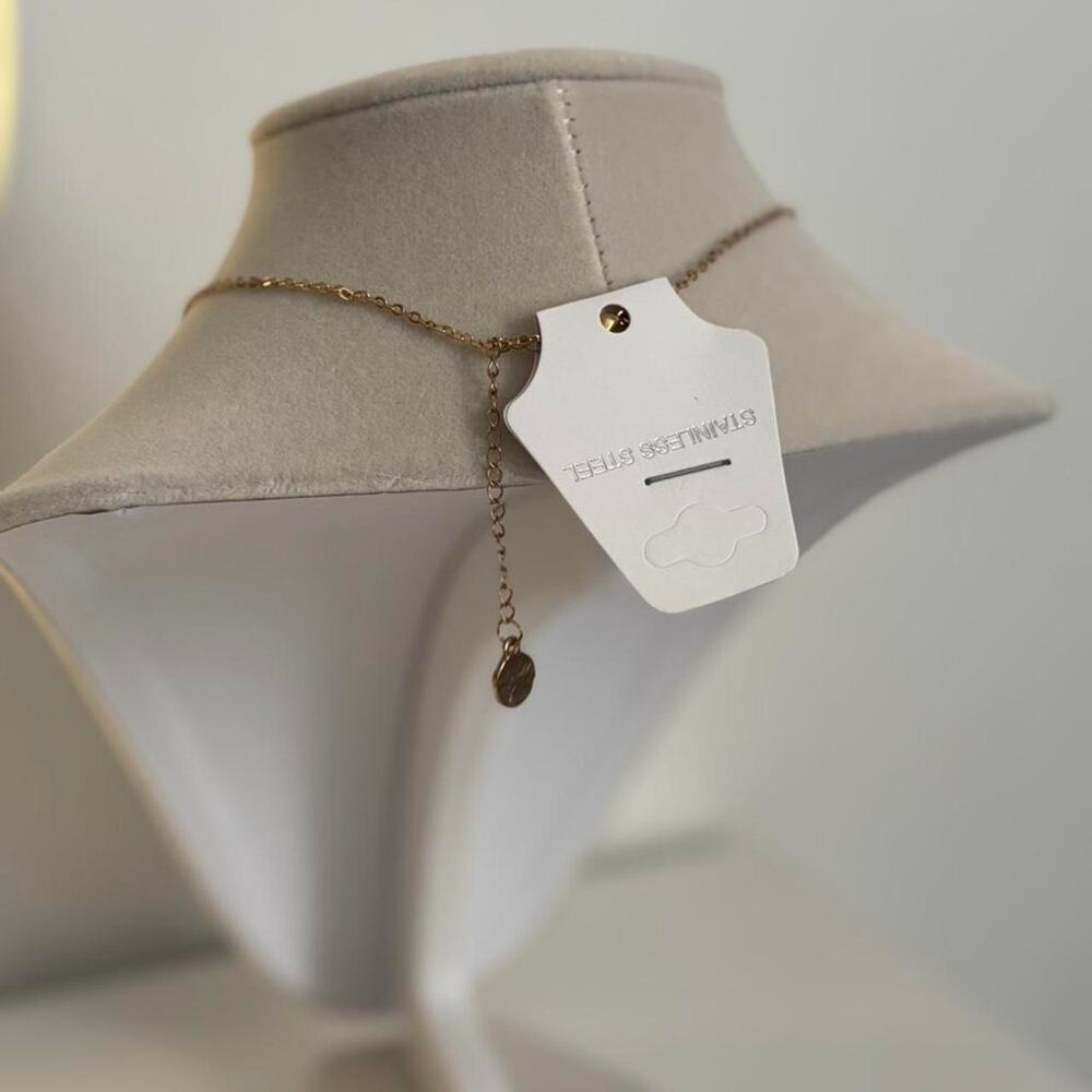 Gold Necklace with Small Charm Stainless Steel Cute Minimal Pendant Jewelry Gift - Picture 4 of 4